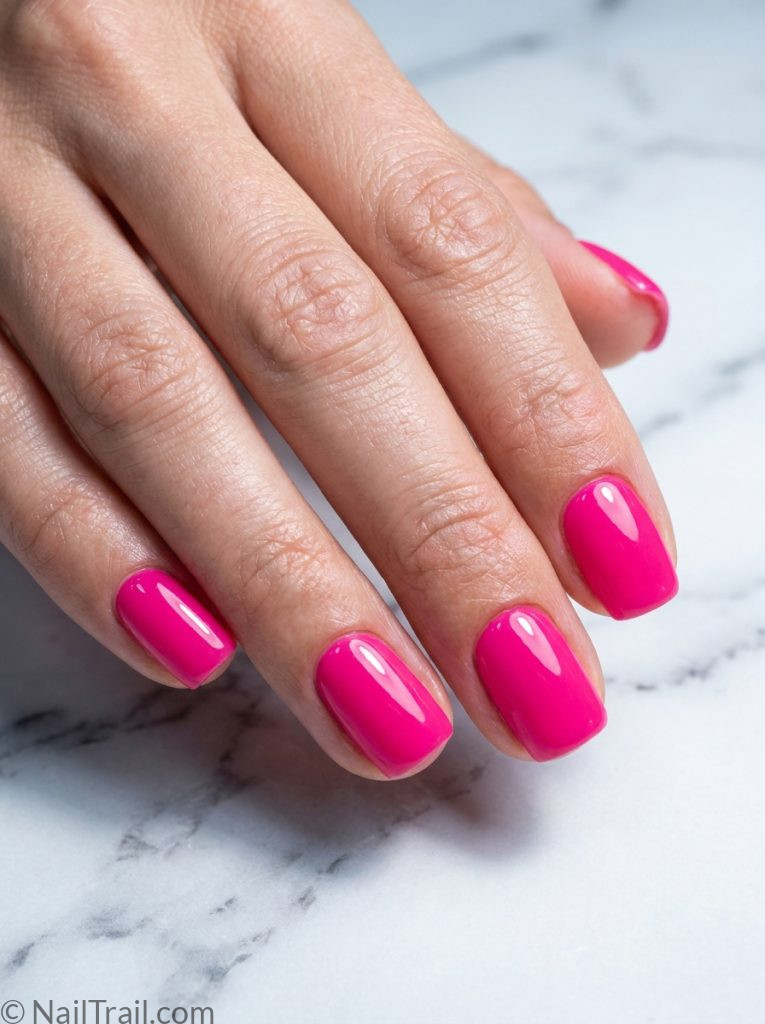 hottest summer nails square hot pink bold short glossy vivid confident trending summer
