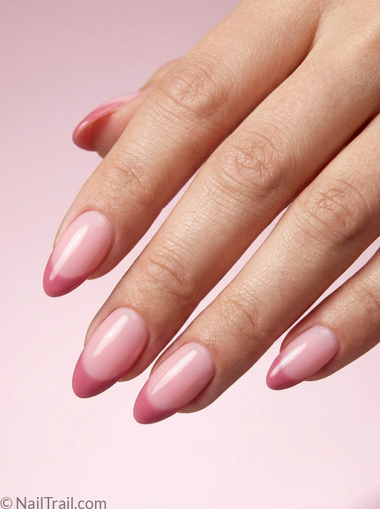 hottest summer nails pink french tonal ombre tip almond glossy elegant subtle sophisticated trending