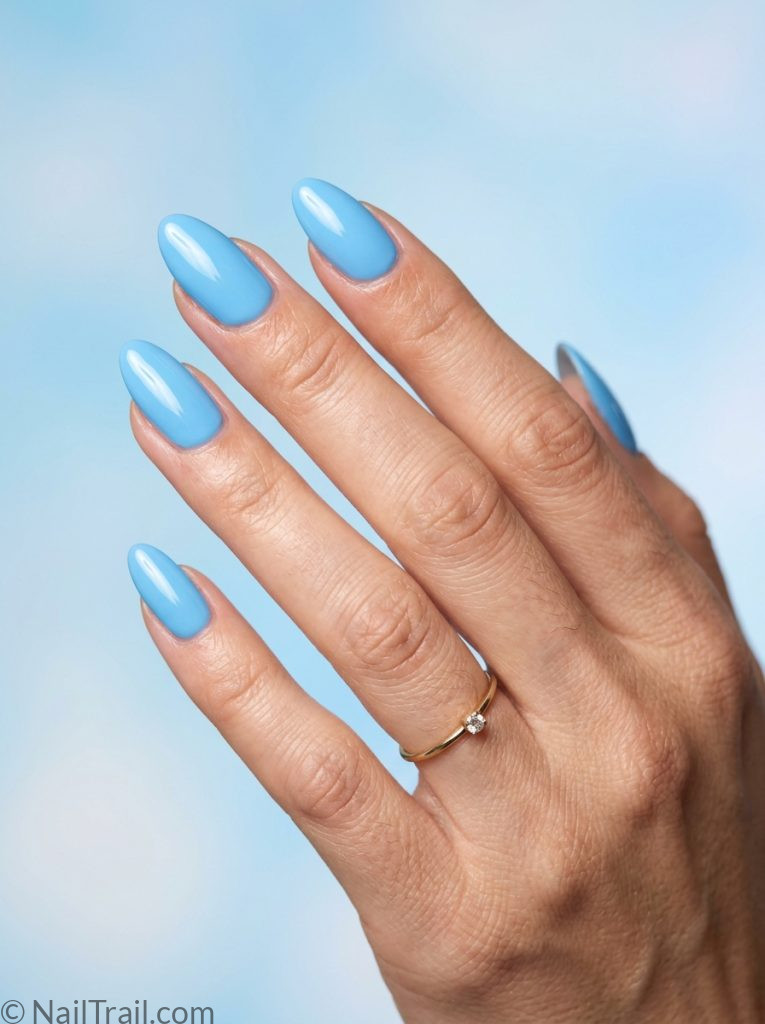 blue nail inspo almond sky blue glossy fresh serene beautiful