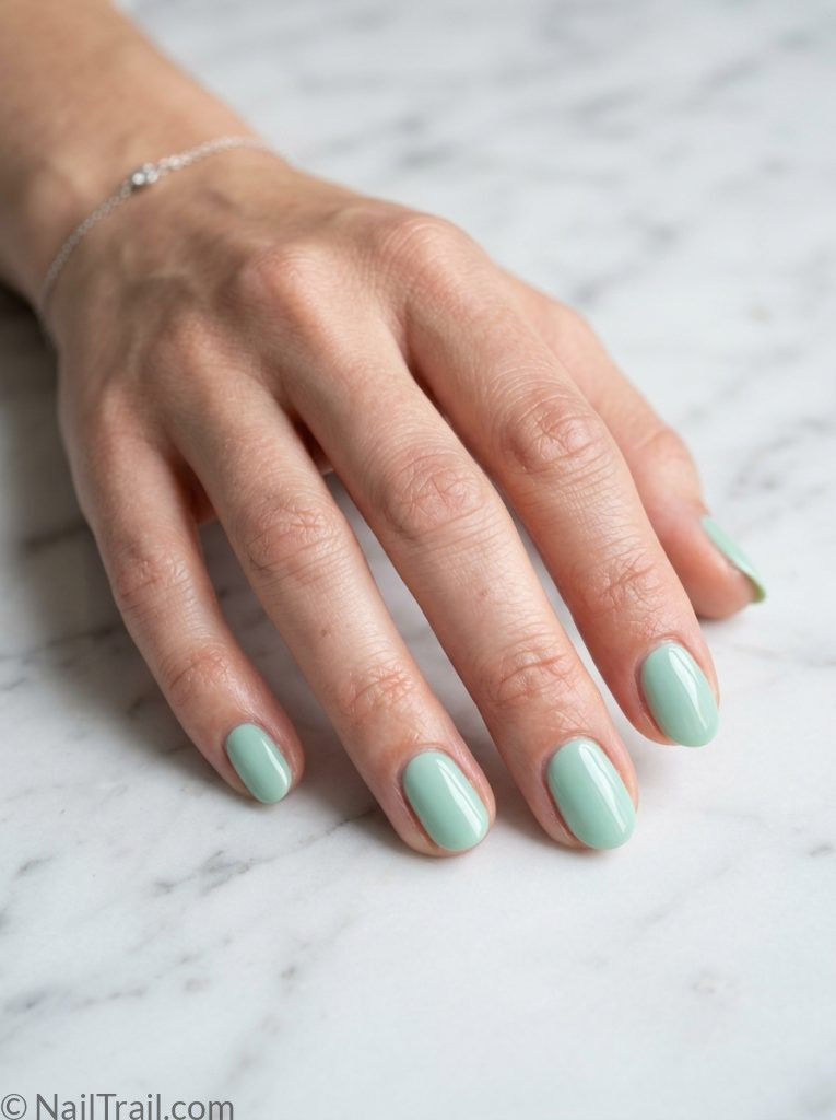 very short nails ideas summer mint green oval soft fresh airy glossy cool