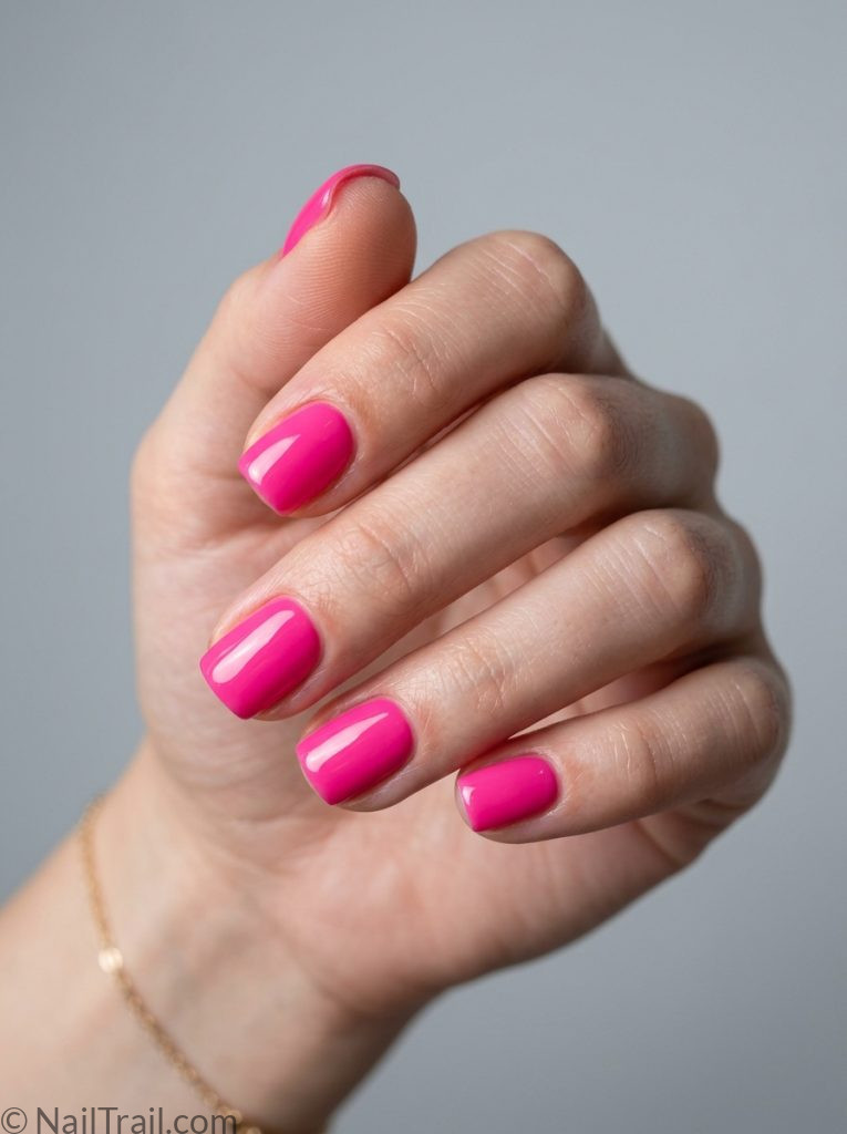 very short nails ideas summer hot pink square bold vivid glossy confident bright
