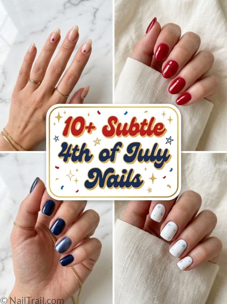 subtle 4th of july nails 10 classy sheer almond star stripe chrome french tip blooming gel collage 2026