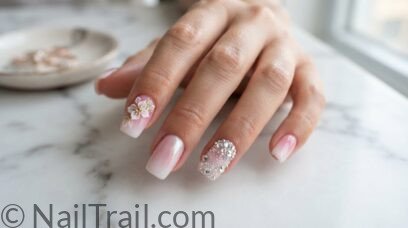 14 Pink And White Ombre Nails With Design