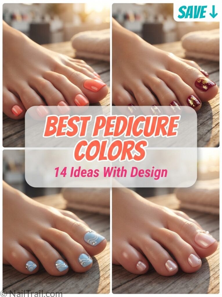 best pedicure colors collage coral burgundy blue pearl design glossy summer