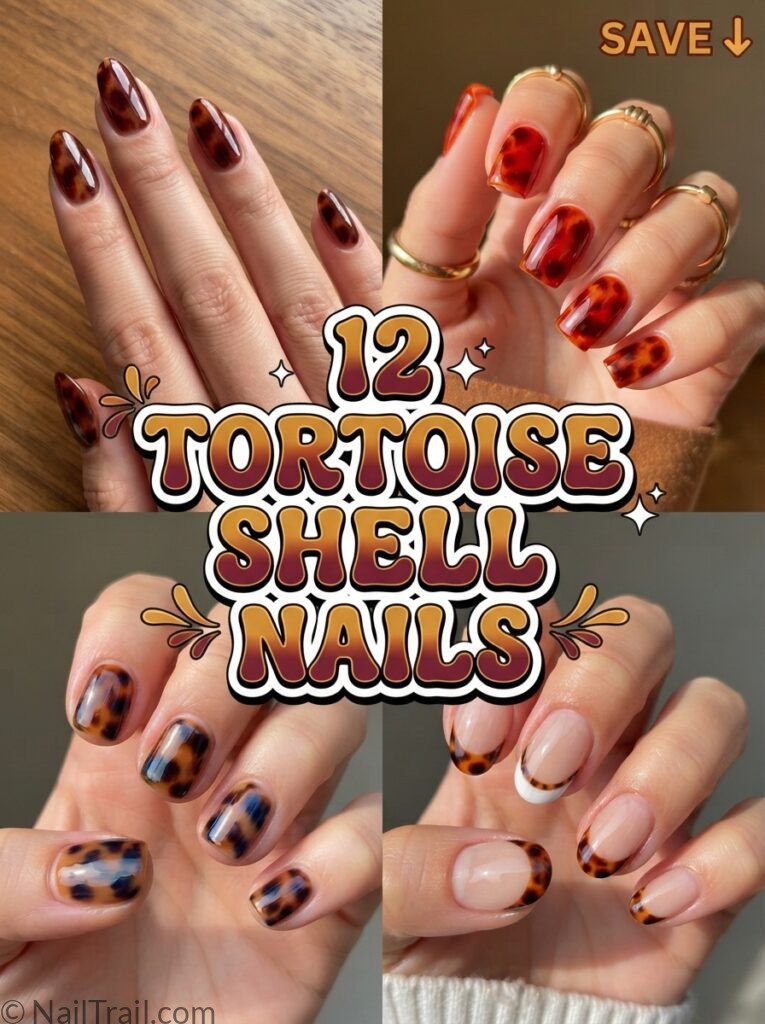 tortoise shell nail designs collage burgundy brown red blue french tip glossy bubble text