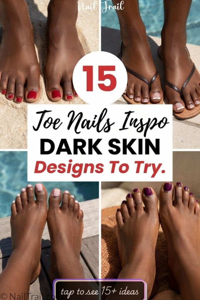 toe nails inspo dark skin 15 red white french tip pink rhinestone purple designs 2026 stunning brown skin