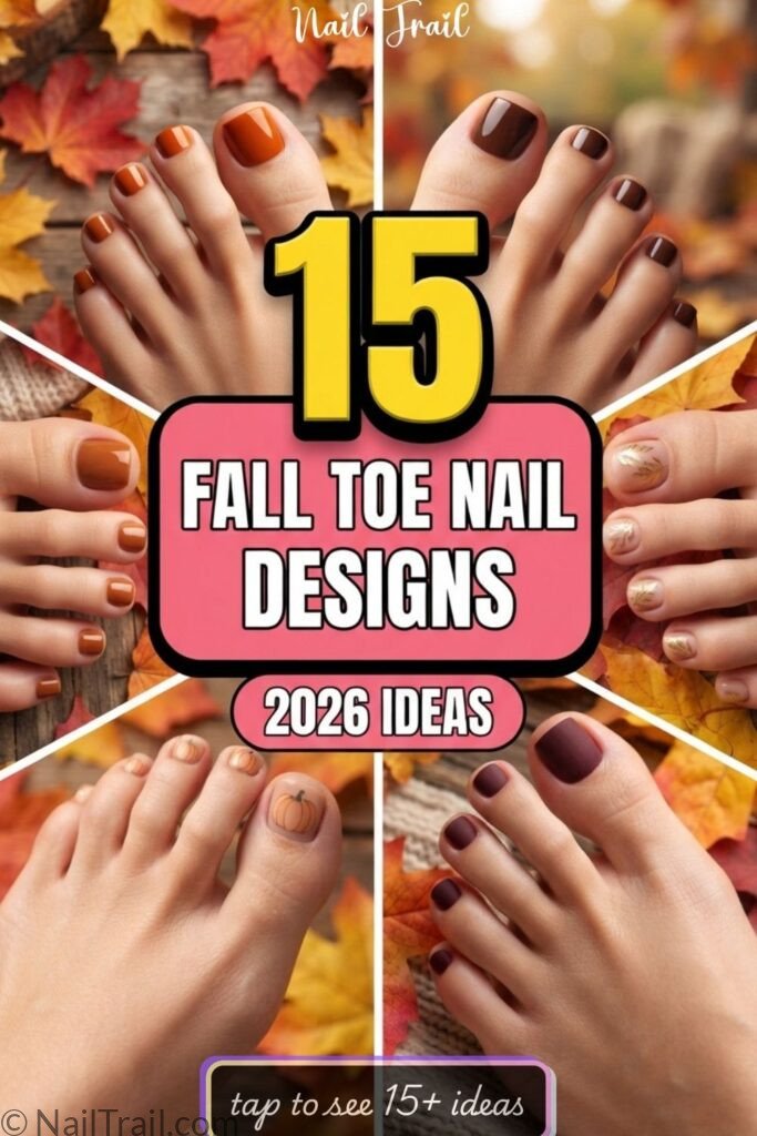 fall toe nails 15 burnt orange burgundy brown leaf art classy pumpkin cute autumn pedicure 2026 designs