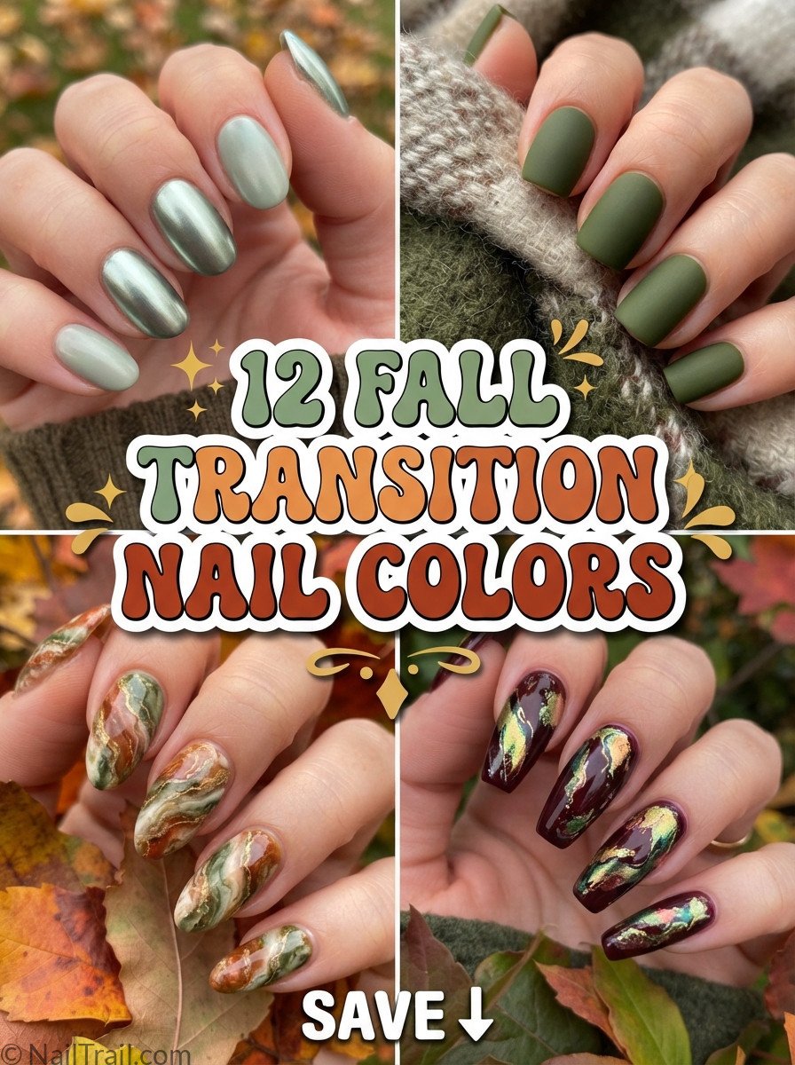 fall transition nail color ideas including blooming gel and chevron color-block designs