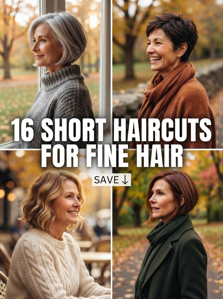 16 short haircuts for thin fine hair over 50 collage