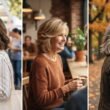 Modern haircuts for women over 50 medium: lob, butterfly cut and silver layers